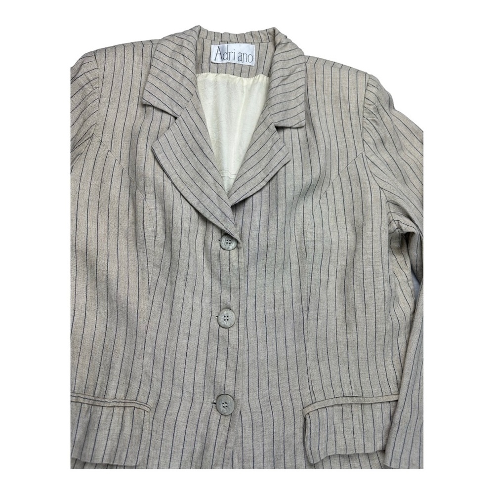 Vintage Adriano Striped Pant Suit Beige Size 12 - Picture 5 of 10